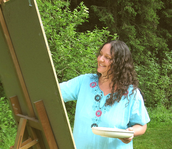 Brigitte Jost beim Malen